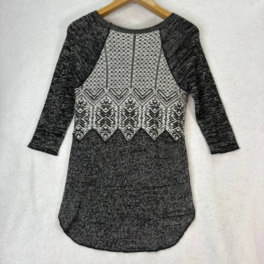 Free People‎ Black Avalanche Swit Knit Tunic Sweater Womens XS/S Boho Wool Blend